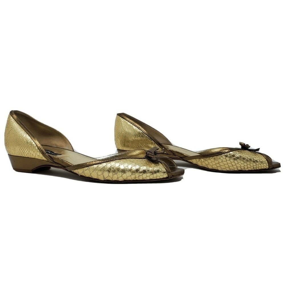 CLAUDIA CIUTI Leather Peep Toe Slip-On Flats